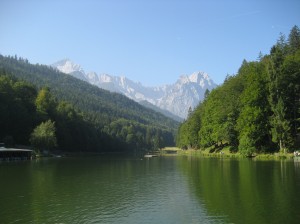 Lake Riesersee and The Zugspitz in the background