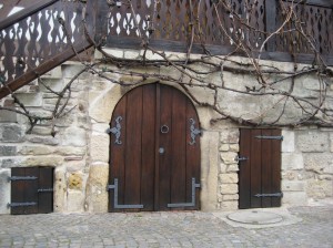 One of the many small doors we discovered on our walk today. This door on the left stood no more than four feet high.