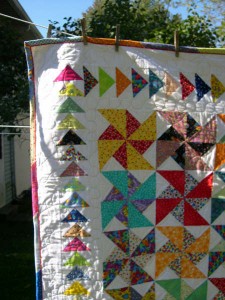 Close up of Pat's Pinwheels quilt