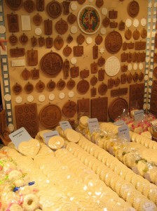 Intricate wood molds for traditional Christmas treats made of licorice-flavored dough.