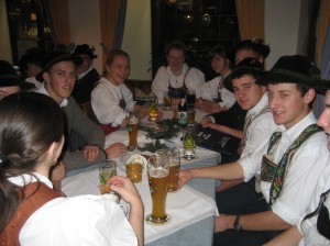 At the Gasthof Stern, a lively gathering of young men and ladies all dressed in traditional German clothing met to enjoy dinner together.