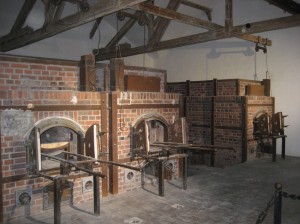 Bodies were cremated in these ovens until they ran out of coal near the end of the war. Hangings were also carried out in this room from the wood beams.