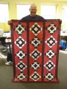 RPQG President, and token male member of the guild, Gordon and his Cherry Churn Dash Quilt!