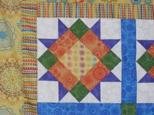 Close up of Halls mystery quilt