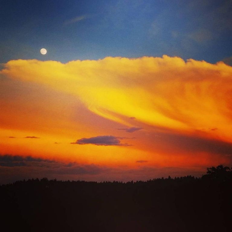 Lake Arrowhead sunset and blue moon