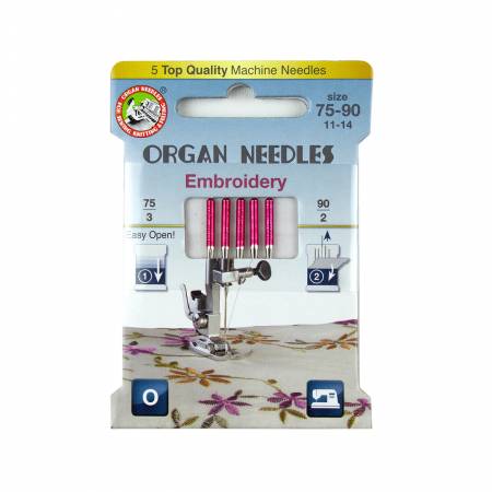 Organ Needles Embroidery Assortment (3ea 75, 2ea 90) Eco Pack